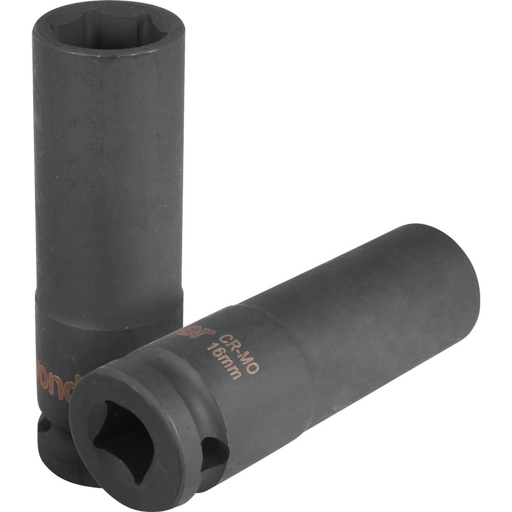 Soquete sextavado longo de impacto, 16 mm, encaixe de 1/2
