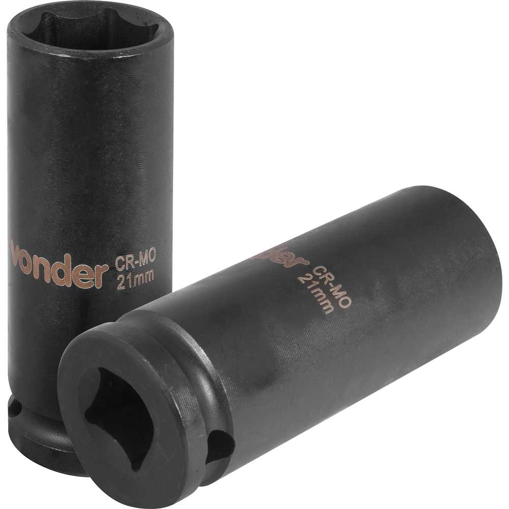 Soquete sextavado longo de impacto, 21 mm, encaixe de 1/2