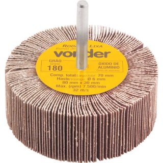 Roda de lixa 80 mm x 30 mm com haste, gr�o 180 VONDER