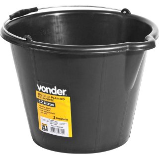 Balde de pl�stico extraforte, 12 litros, preto, VONDER