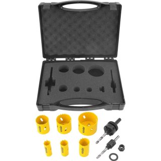 Jogo de serras copo bimetal, em a�o r�pido, com 9 pe�as, SCV 200, VONDER