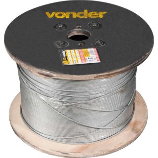Cabo de a�o com alma de a�o, galvanizado, 6 mm, 18 x 7, VONDER