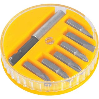 Jogo de bits/ponteiras, com 7 pe�as, encaixe sextavado 1/4