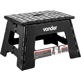 Banqueta pl�stica dobr�vel, preta, altura 220 mm, VONDER