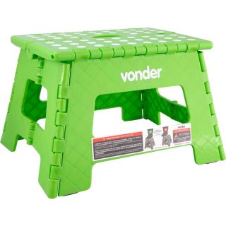 Banqueta pl�stica dobr�vel, verde, altura 220 mm, VONDER