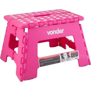 Banqueta pl�stica dobr�vel, rosa, altura 220 mm, VONDER