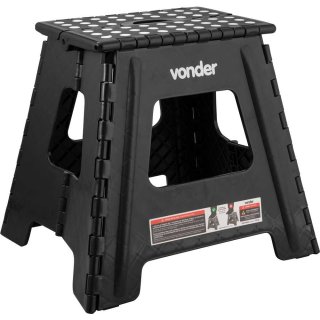 Banqueta pl�stica dobr�vel, preta, altura 360 mm, VONDER