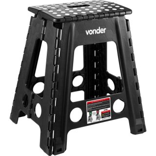 Banqueta pl�stica dobr�vel, preta, altura 450 mm, VONDER