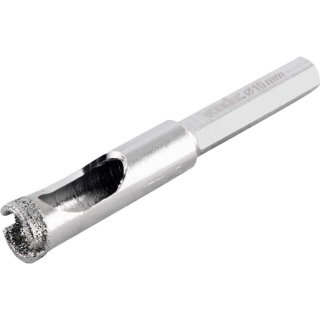 Serra copo diamantada 10 mm, refrigerada, com haste, VONDER
