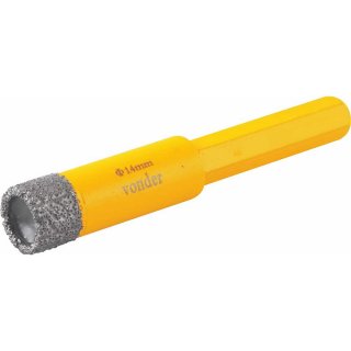 Serra copo diamantada 14 mm, refrigerada, com haste, VONDER
