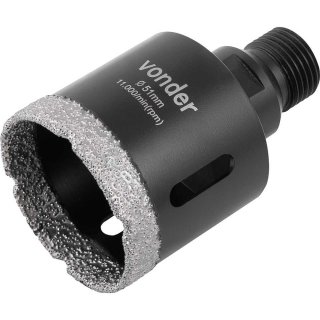 Serra copo diamantada, 51 mm, para esmerilhadeira, VONDER