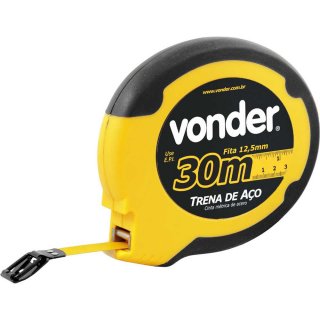 Trena longa com fita de a�o, caixa fechada em ABS, com 30 m x 12,5 mm, VONDER