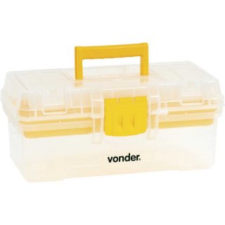 Caixa pl�stica para ferramentas, transparente e amarela, com 1 bandeja, CPV 0300, VONDER