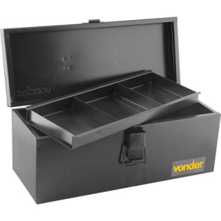 Caixa met�lica para ferramentas, tipo ba�, com bandeja, 40,0 cm x 16,0 cm x 17,0 cm, VONDER