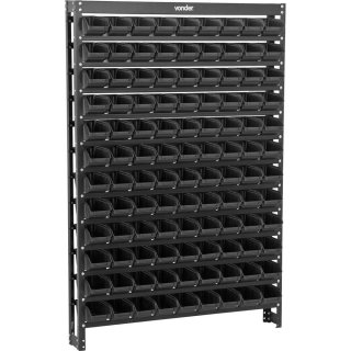 Estante met�lica, com gaveteiros modelo pr�tico preto, 108/3 VONDER