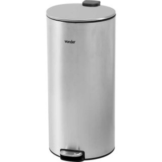 Lixeira redonda, 30 litros, inox, cinza, VONDER