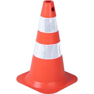 Cone de sinaliza��o com 50 cm flex�vel, branco e laranja, em PVC, VONDER