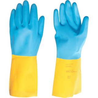 Luva de l�tex/neoprene, grande, amarela e azul, LNV 300, VONDER