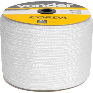 Corda multifilamento tran�ada 10,0 mm x 190 m, branca, em carretel, VONDER