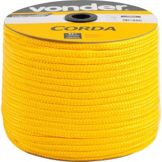 Corda multifilamento tran�ada 10,0 mm x 190 m, amarela, em carretel, VONDER